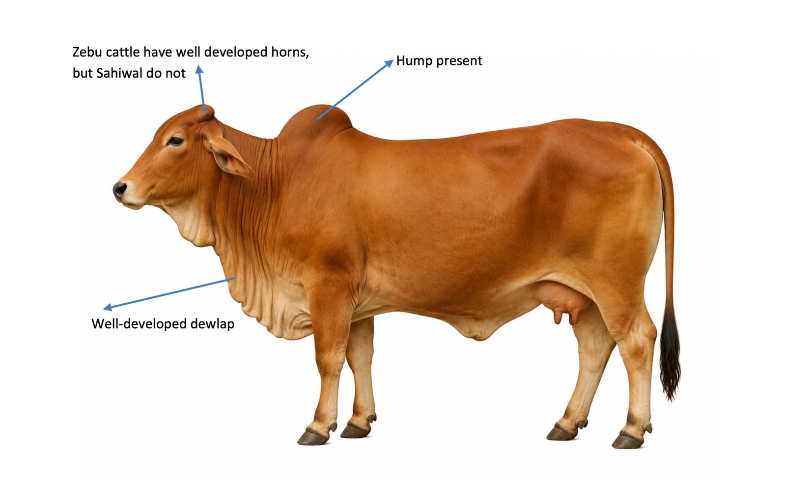Characteristic Body Features of Sahiwal (Zebu) Cattle Compared with Exotic Cattle