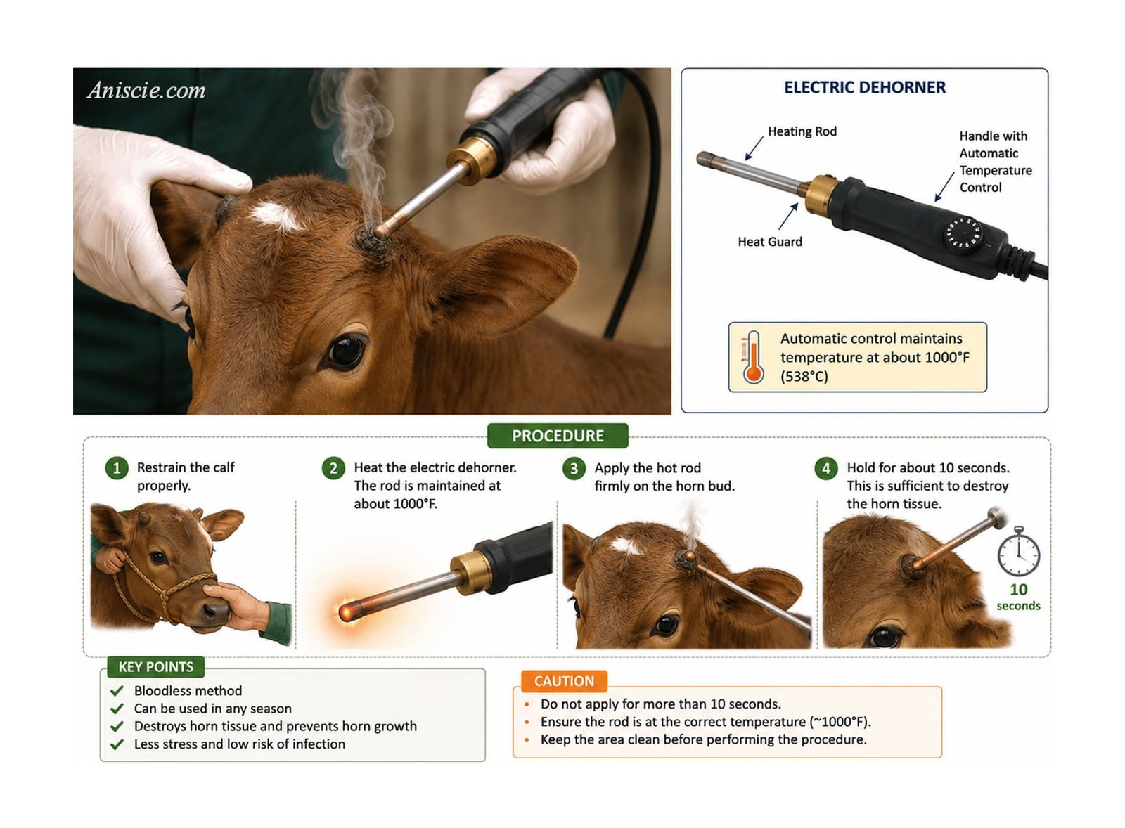 Hot Iron Method - Dehorning and Disbudding in a Calf