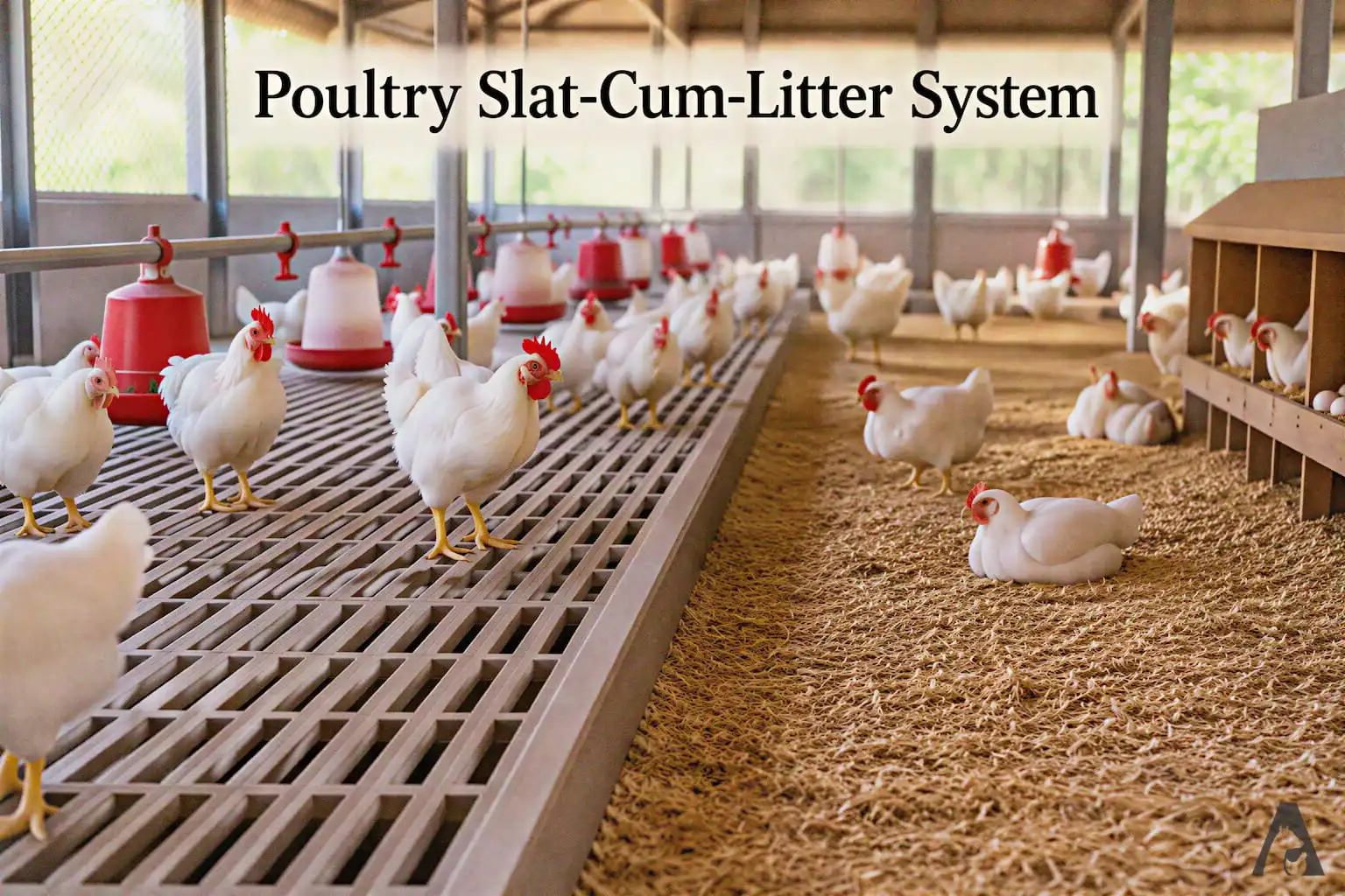 Poultry Slat (Slot) Cum Litter System